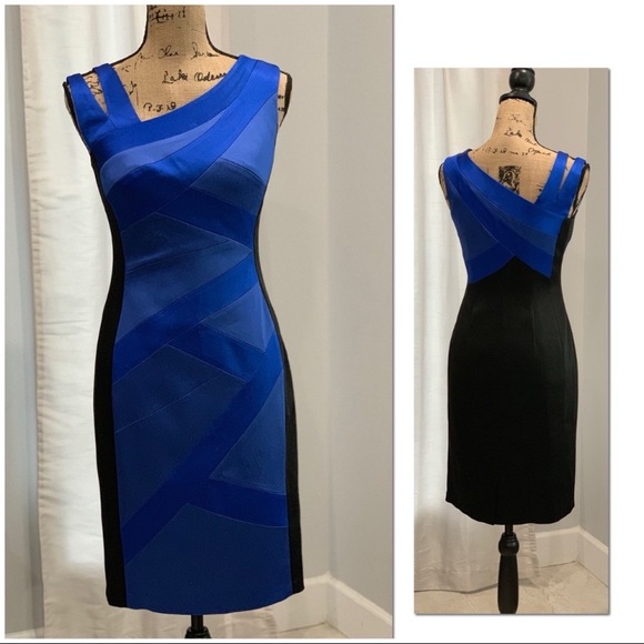JAX ELECTRIC BLUE AND BLACK FORMAL MIDI - Picture 1 of 9